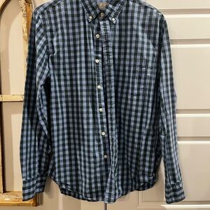 J Crew Classic Blue and Black Checkered Men's Shirt